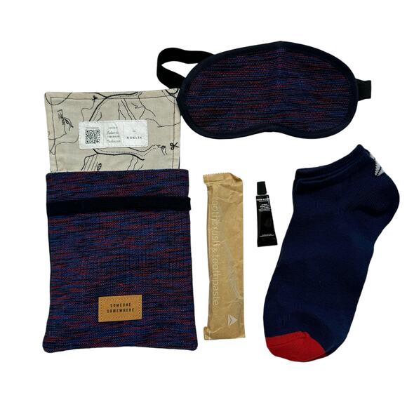 DELTA x SOMEONE SOMEWHERE *NEW* Amenity Kit Mexico Blue Red Eye Mask Socks Tooth - Picture 4 of 8